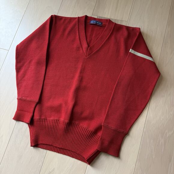 Vintage Spalding Sweater Small Red 60s Wool Pullover V Neck Made in USA - Picture 10 of 10